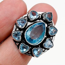 Swiss Blue Topaz Gemstone Handmade Fashion Ethnic Ring Jewelry 9&quot; SA 5780 - £3.94 GBP