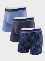 Separatec Stylish Men&#39;s Navy Blue Printed Bamboo Rayon Boxer Briefs (3 Pack)(L) - £27.93 GBP