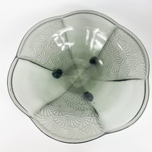 Smokey grey 3 Footed Fan Textured Glass Bowl - $29.69