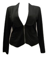 ABS Essential Ladies Jacket Long-Sleeve Collar Neck Solid Black Size M - £23.12 GBP