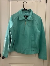 Black Rivet Women&#39;s Mint Green Faux Leather Zip Up Jacket Coat Size L - $103.79