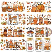 AFRITEE Transfer Stickers 8 Sheets Orange Thanksgiving Autumn Pumpkin Decor - $172.11 MXN