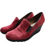Donald J. Pliner 8.5 Red Suede Leather Wedge Heels Shoes Wine  - £25.95 GBP