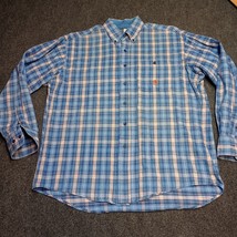 20X by Wrangler Flannel Shirt Adult Large Blue Very Nice Western Chamoise - £33.32 GBP
