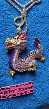 New Betsey Johnson Necklace Cute Dragon Rhinestones Shiny Collectible Shiny - £11.87 GBP