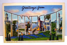 Greetings From Tennessee Large Big Letter Postcard Unused Linen Curt Teich - $9.28
