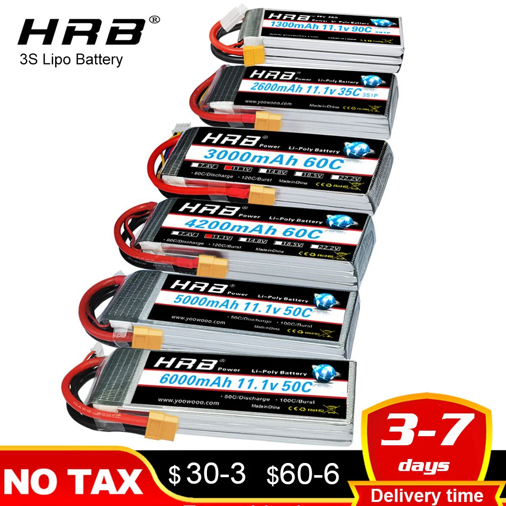 HRB 3S 11.1V RC Lipo battery 1300mah 1500mah 2200mah 4000mah 5000mah 6000mah  - £23.72 GBP+