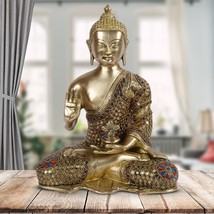 Buddha statue brass Vitarka figurine 10.5 Inch height - £294.51 GBP