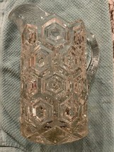 1890 EAPG Pattern Glass Hexagonal Bulls Eye, Creased Hexagon Block Pitcher - $82.41
