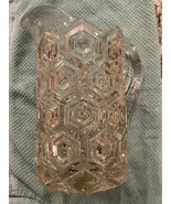 1890 EAPG Pattern Glass Hexagonal Bulls Eye, Creased Hexagon Block Pitcher - £64.84 GBP
