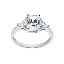 Solid Genuine 14k White Gold 2ct Emerald Fine Cubic Zirconia Engagement ... - $6,329.52 MXN+