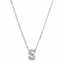 .925 Sterling Silver Mini Small Initial Letter S Dainty Necklace - £23.43 GBP