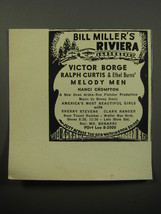 1951 Bill Miller&#39;s Riviera Ad - Victor Borge Ralph Curtis &amp; Ethel Burns - £14.54 GBP