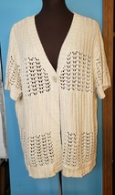 Dress Barn Cream IvoryV-Neck Crochet Single Button Cardigan Size 18/20 NWT - £14.15 GBP