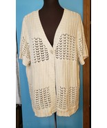 Dress Barn Cream IvoryV-Neck Crochet Single Button Cardigan Size 18/20 NWT - $18.95