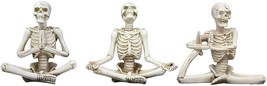 Set of 3 Whimsical Namaste Meditating Yoga Skeletons Trio Figurines 5.5&quot; Tall - £28.92 GBP