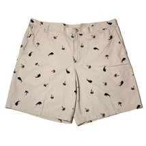 Columbia Mens Shorts 40 Beige All Over Fish Palm Trees Embroidered PFG Chino - £19.60 GBP