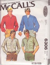 McCALL&#39;S VINTAGE PATTERN 6306 SIZE 42 MEN&#39;S SHIRT IN 4 VARIATIONS UNCUT - $4.00
