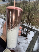 Starbucks Holiday Cascading Tumbler Mirror Glitter Rose Gold Cold Cup(24 OZ)2019 - £36.42 GBP