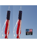 2-USA MADE 5 ft (60in) x 6 in Patriotic America Flag Windsock 6-Stripe W... - £14.33 GBP