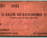 1930s Membership Card Club Queensboro Boston Massachusetts MA 11 Kneelan... - $15.79