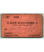 1930s Membership Card Club Queensboro Boston Massachusetts MA 11 Kneelan... - £12.40 GBP