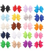 20 Pcs 4&quot; Baby Girls Grosgrain Ribbon Boutique Hair Bows For School Girls - $8.89