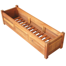 Rectangle Wood Garden Bed, Raised Outdoor Planter Box For Patio Acacia Flowers - £71.16 GBP