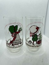2 Vintage Holly Hobbie Coca-Cola Collector Christmas Glasses, Limited Edition - £11.66 GBP