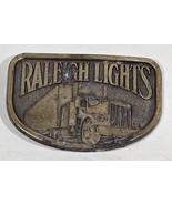 Vtg Brass Raleigh Lights Trucker Semi Truck Belt Buckle Some Tarnish &amp; P... - $350.62 MXN