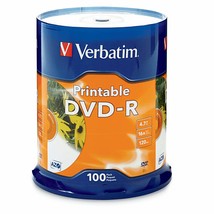 Verbatim DVD-R 4.7GB 16X White Inkjet Printable with Branded Hub, 100-Disc - £42.99 GBP