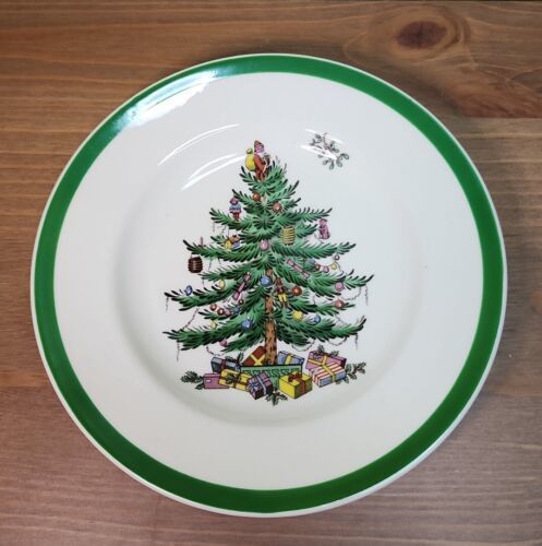 Primary image for Spode Christmas Tree Bread & Butter Plate  Green Trim 6.5" Made in England S3324