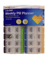 4-A-Day Weekly Pill Planner- Easy Push- Button Lids  - £17.31 GBP