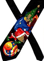LOONEY TUNES vintage 1990s Novelty Necktie Tasmanian Devil Santa Claus Christmas - £7.94 GBP