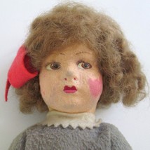 Vintage Pressed Felt Cloth Doll Mohair Hair Side Glance Eyes 13&quot; Tall Has Flaws - £47.40 GBP