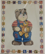 Friend Sampler Embroidery Kit ABC 123 Bear Block Blue Brown 14 Ct Vtg NOS - £10.18 GBP