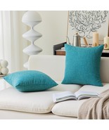 Set of 2 Decorative Linen Pillowcases for Couch/Sofa/Bed 26x26-inch Peac... - $24.74