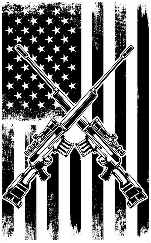 2nd Amendment Decal USA Flag Sticker with Guns - Various Sizes Made in t... - $2.96+