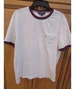 Ben Sherman Mens Short Sleeve Pullover Sz Large White w/blue red trim Co... - €11,05 EUR