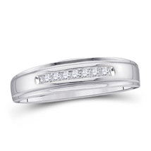 10kt White Gold Mens Round Diamond Wedding Band Ring 1/12 Cttw - £295.52 GBP