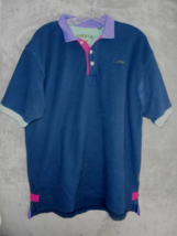 Orvis Mens Large L Polo Shirt Blue Short Sleeve Logo Golf Fishing Casual Wear SS - $10.84