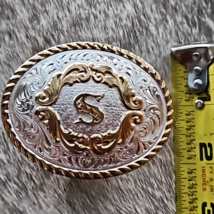 Montana Silversmith Silver Played Letter "S" Initial Western Belt Buckle image 2