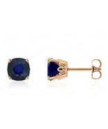 1Ct Cushion Cut Simulated Sapphire Push Back Stud Rose Gold-Plated Silver - £77.32 GBP