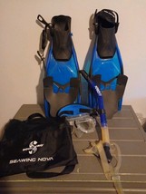 Deep See Aqua Glide Adjustable Snorkel Dive Split Fins S/M  5-8.5  Blue ... - $512.01 MXN