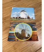 Vintage Lot of 2 Windmill Spain Travel Souvenir Postcard KG JD - €10,31 EUR