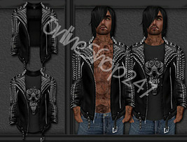 New Mens Second Life Unique Black Full Silver Studded Punk Biker Leather Jacket - £221.88 GBP