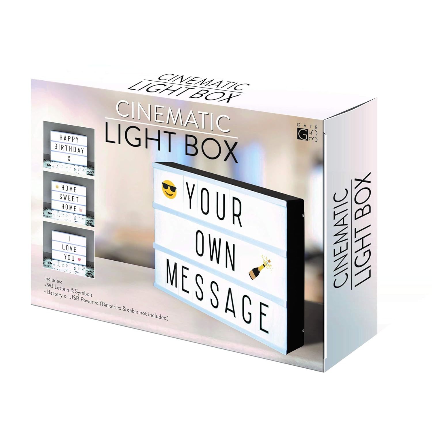 A4 Cinematic Light Box Sign - 105 Letters And Colour Emojis - Usb Or Battery Ope