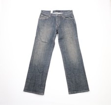 Theory Mens Size 32x31 Distressed Slim Jim Wide Leg Denim Jeans Pants Blue - £54.59 GBP