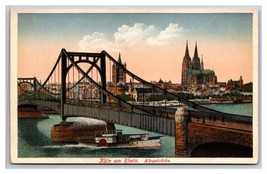 Boat Under Suspension Bridge Cologne on the Rhine Germany UNP DB Postcard U24 - $3.91