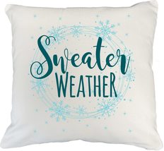 Sweater Weather Cute White Pillow Cover for Holidays and Your Girlfriend, Boyfri - £19.77 GBP+